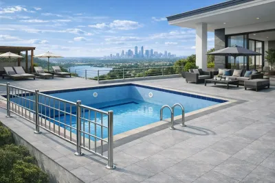 Havuz kenarı metalik görünümlü alüminyum korkuluk sistemi